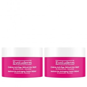 EVOLUDERM - Crème Anti-Âge Nuit Rétinol-Like - 50ml - Lot de 2 x 50ml - 95% dIngrédients dOrigine Naturelle - Végan Crème Jou...