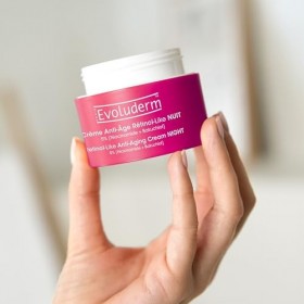 EVOLUDERM - Crème Anti-Âge Nuit Rétinol-Like - 50ml - Lot de 2 x 50ml - 95% dIngrédients dOrigine Naturelle - Végan Crème Jou...
