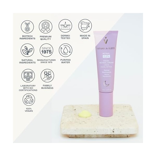VALQUER Crème Visage Nuit Retinal 0,2% Vitamin A-Sleep | Anti-Rides Raffermissante avec Niacinamide | Améliore Fermeté et Uni