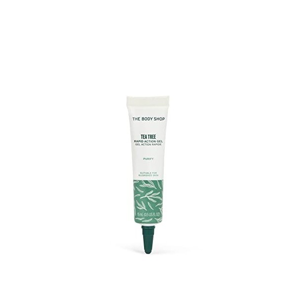 The Body Shop Tea Tree Gel à action rapide pour peaux grasses et tachées, purifiant, végétalien, 15 ml