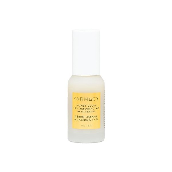 Farmacy Honey Glow - Sérum de nuit resurfaçant 17% AHA & BHA - Sérum visage à l’acide hyaluronique - Réduit l’apparence des r