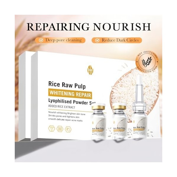 Set Poudre Lyophilisée De Riz Brut De Haute Qualité Pour Peau Lumineuse, Pulpe De Riz Naturelle Pure Et Liofilisée, Soin Apai