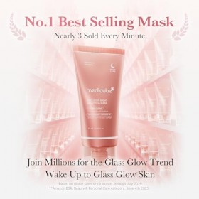 medicube Duo Glass Glow Quotidien: Masque de Nuit Wrapping au Collagène 75ml & Masque Gel Collagène Rose PDRN de Saumon Lot 