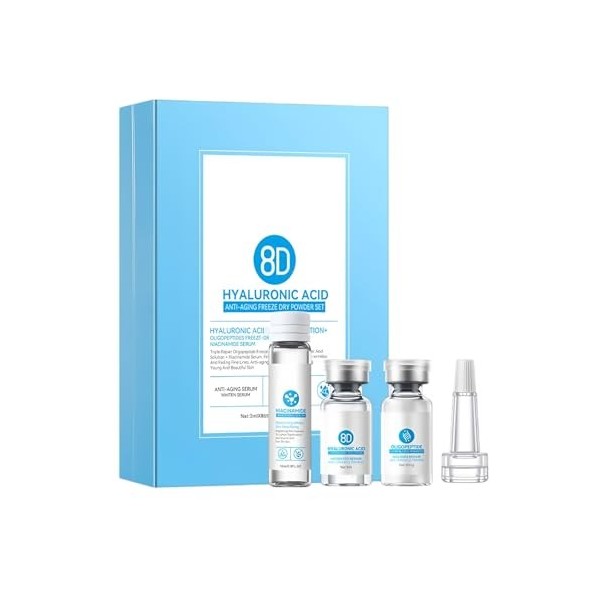 Set Poudre Acide Hyaluronique Pour Soins Intensifs De La Peau, Hydratation Concentrée À LHyaluron Pur, Favorise Une Peau Lum