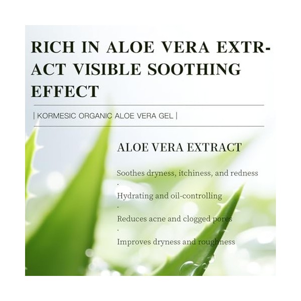 Gel Pur dAloe Vera Bio Pour Visage Et Corps, Hydratant Apaisant Contre Coups de Soleil, Peau Sèche et Irritations, Riche en 
