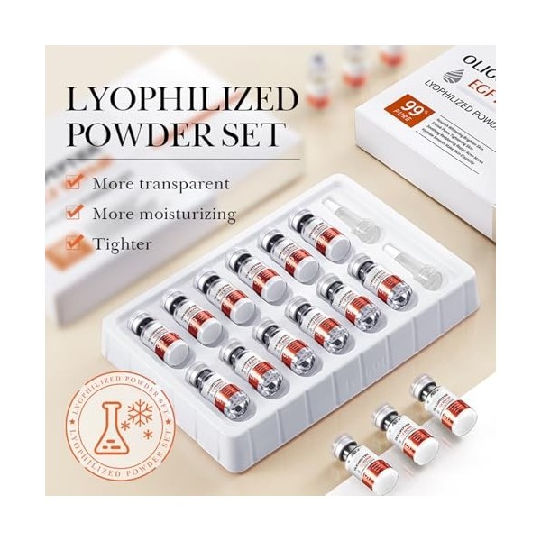 Set Poudre Lyophilisée Oligopeptide Haute Qualité Pour Soin Cutané Avancé, Molécules Minuscules Pour Action Profonde, Aide À 