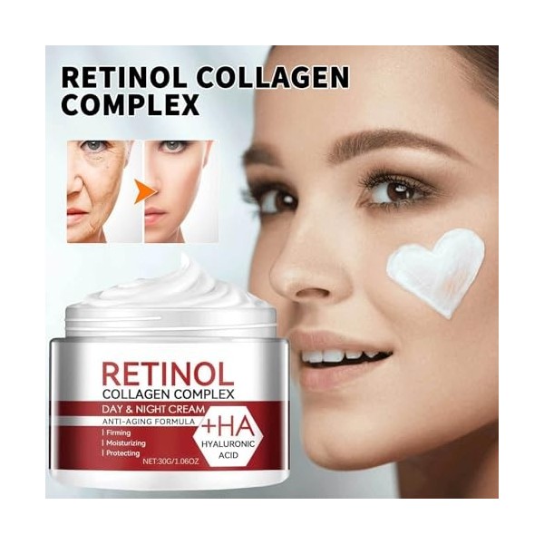 Crème Hydratante Au Rétinol Pour Une Hydratation Profonde, Soin Anti-Rides, Crème Visage Raffermissante Et Lissante, Crème Nu