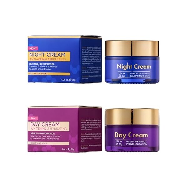 Crème De Jour Hydratante Raffermissante Et Crème De Nuit, Hydratation Intensive, Action Anti-Rides Fortifiante, Soin Raffermi