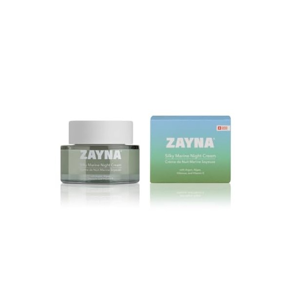ZAYNA Silky Marine Night Cream 50 ml – Crème de nuit riche à lhuile dargan, hibiscus et algues pour une hydratation en prof