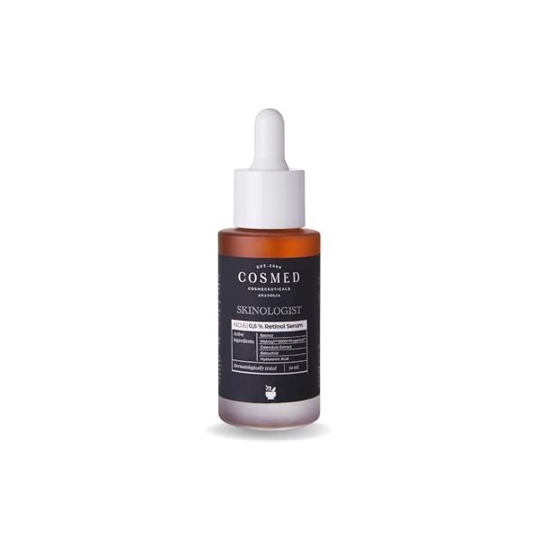 Cosmed 0,5% Sérum Rétinol & Peptide - Sérum de Nuit Anti-Âge Anti Rides et Signes du Vieillissement - Testé dermatologiquemen