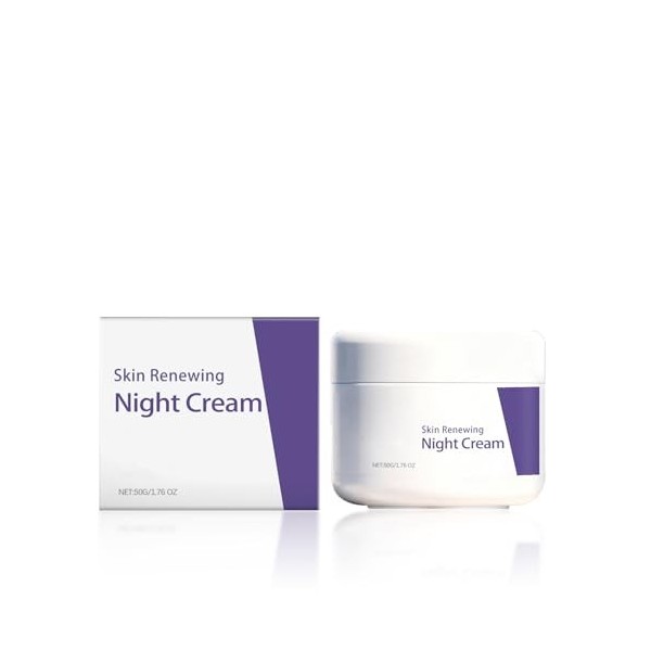 Crème Anti-rides Skin Renewing, Crème Nuit Raffermissante pour le Visage, Hydratation Intense et Peau Plus Rebondie Après, Hy