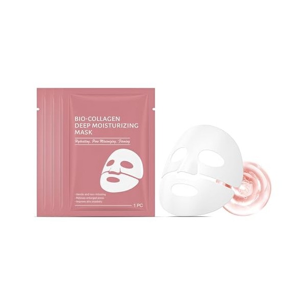 4 Stück Bio-Kollagen Maske Overnight – Anti-Falten Tuchmaske pour la nuit, hydratation profonde, affinant les pores & favoris