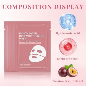 4 Stück Bio-Kollagen Maske Overnight – Anti-Falten Tuchmaske pour la nuit, hydratation profonde, affinant les pores & favoris