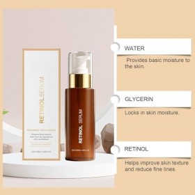Sérum Anti-Âge Au Rétinol Visage, Sérum Visage Concentré Pour Lutter Contre Les Rides Et Ridules, Raffermit La Peau Et Amélio