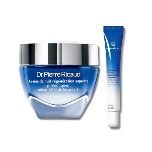 Dr Pierre Ricaud – Duo Nuit Crème et Contour Yeux Anti-Âge aux probiotiques et micro-ARN de lavande bio - Crème de Nuit Régén