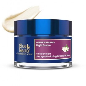 Blue Nectar Crème de nuit ayurvédique anti-âge pour homme pour réduire les rides et ridules | Réparation de la peau et nutrit