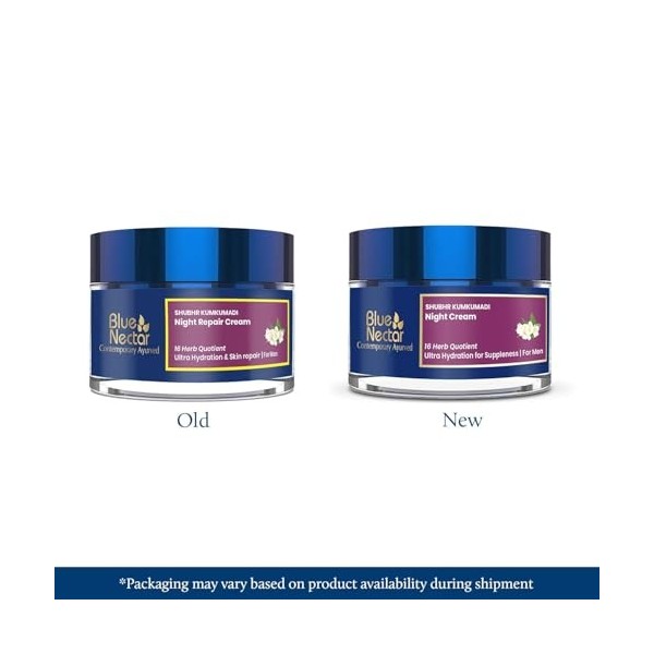Blue Nectar Crème de nuit ayurvédique anti-âge pour homme pour réduire les rides et ridules | Réparation de la peau et nutrit