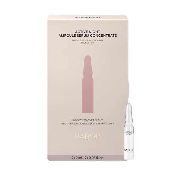 BABOR Active Night Lot de 7 ampoules de sérum régénérant pour le visage Formule végétalienne Concentrées 7 x 2 ml