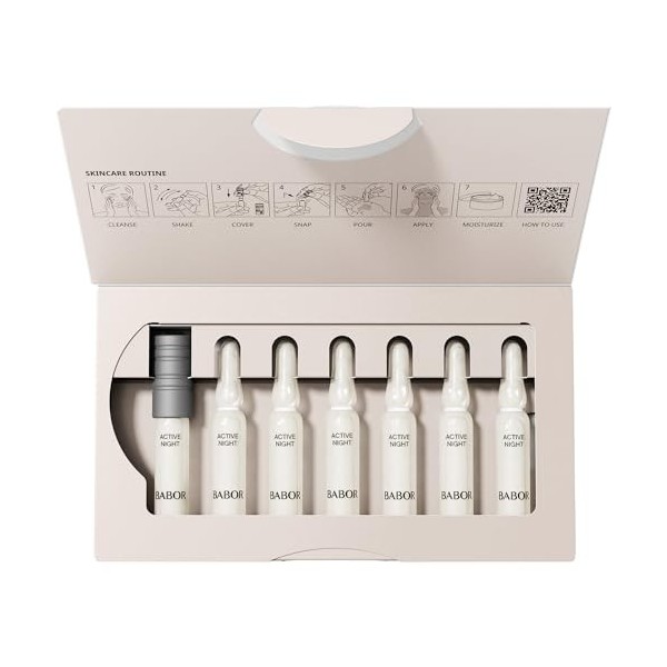 BABOR Active Night Lot de 7 ampoules de sérum régénérant pour le visage Formule végétalienne Concentrées 7 x 2 ml
