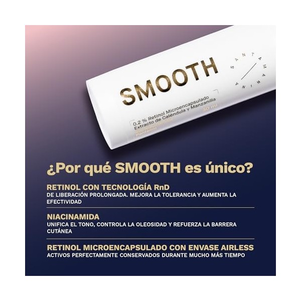 Santamarina Cosmetics Sérum pur au rétinol pour le visage, 0,2 SMOOTH, peau de nuit normale, traitement contre les premiers s