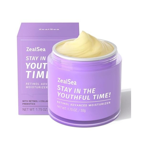 ZealSea Crème Rétinol pour le Visage avec Collagène - Hydratant Anti-âge pour Femmes pour Raffermir et Lifiter la Peau, Crème