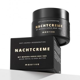 maorika Crème de nuit au miel de Manuka MGO 1000+ - Soin anti-âge neutre avec gelée royale, cire dabeille et beurre de karit