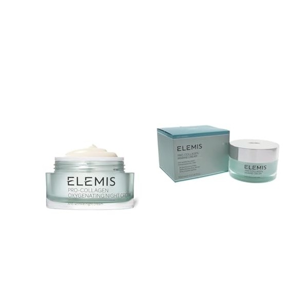 ELEMIS Crème de nuit oxygénante pro-collagène, crème visage anti-âge & anti-rides homme + ELEMIS Crème marine pro-collagène, 