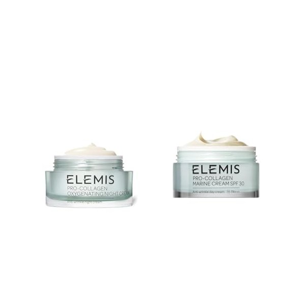 ELEMIS Crème de nuit oxygénante pro-collagène, crème visage anti-âge & anti-rides homme+ ELEMIS crème marine pro-collagène av