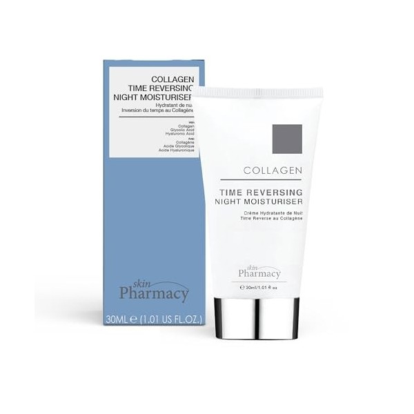 Skin Pharmacy Collagen Time Inversing Night Hydratant 30 ml – Crème anti-âge de nuit avec collagène marin et acide hyaluroniq