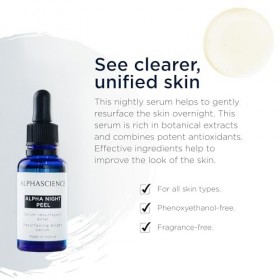 ALPHASCIENCE Alpha Night Peel - Sérum unifiant et resurfaçant - Pour les peaux grasses et acnéiques et les rides et ridules -
