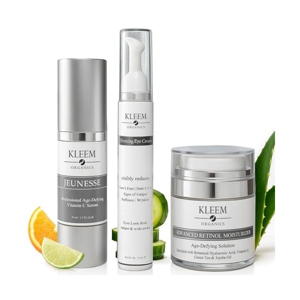 Kleem Organics Trio - Crème au rétinol + Crème contour des yeux + Sérum à la vitamine C
