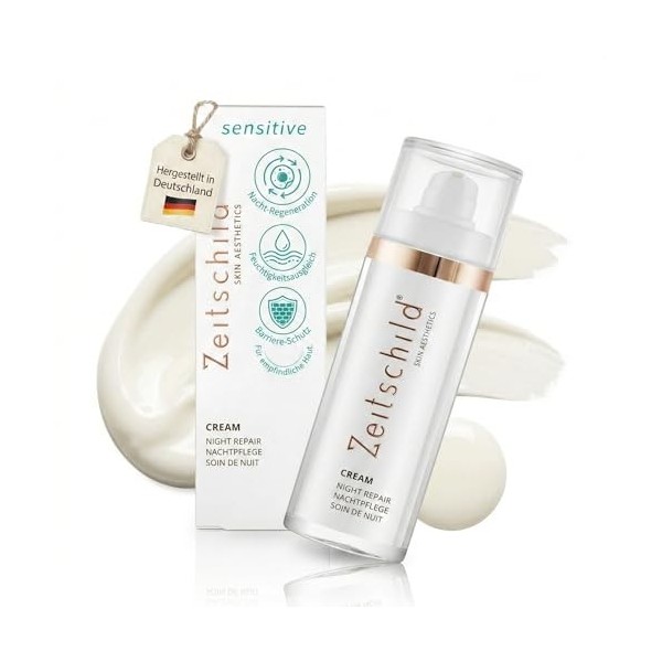 Zeitschild® Soin de nuit - Crème de nuit régénérante pour peaux sensibles et très sèches - Avec palmitate de rétinyle, ectoïn