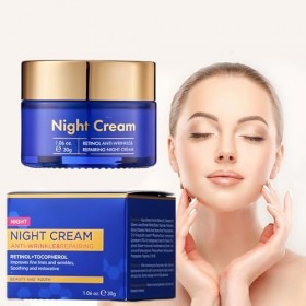 Crème De Nuit Au Rétinol 30g, Et Une Brosse De Contour, Crème Anti-Rides Et Anti-Taches Naturelle, Nti-Rides à L’effet Repulp