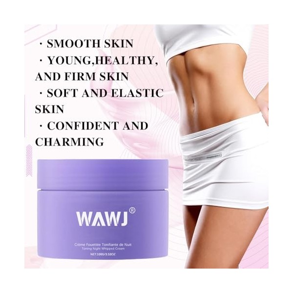 WAWJ® Overnight Firming Cream, Soin de nuit raffermissant pour peau lâche - Crème hydratante avec boost de collagène - 100 g