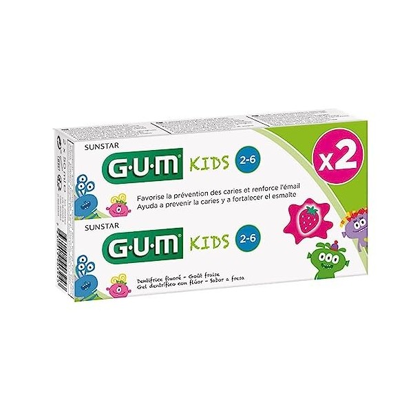 Gum Dentifrice Junior Dès 3 Ans Goût Fraise 2x50ml