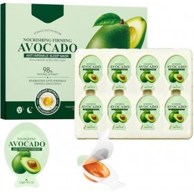 Masque à LAvocat, Lot De 8 Masques Hydratants à LAvocat, Masque De Nuit Nourrissant Anti-Rides Raffermissant Avocat, Masque