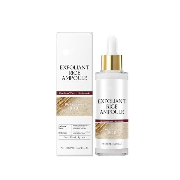 Rice Solution Foliante,Exfoliant Hydratant Visage et Corps au Riz Noir et Blanc,Liquide Dexfoliation Du Corps Naturel,Ydrate