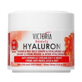Victoria Beauty - Crème Visage Jour et Nuit - Anti-Rides à base de Hyaluron, Caviar et Rainsin Rouge - Age 50 à 65+ - 50ml