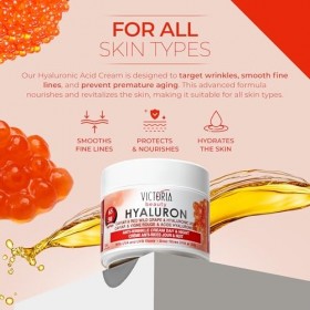 Victoria Beauty - Crème Visage Jour et Nuit - Anti-Rides à base de Hyaluron, Caviar et Rainsin Rouge - Age 50 à 65+ - 50ml