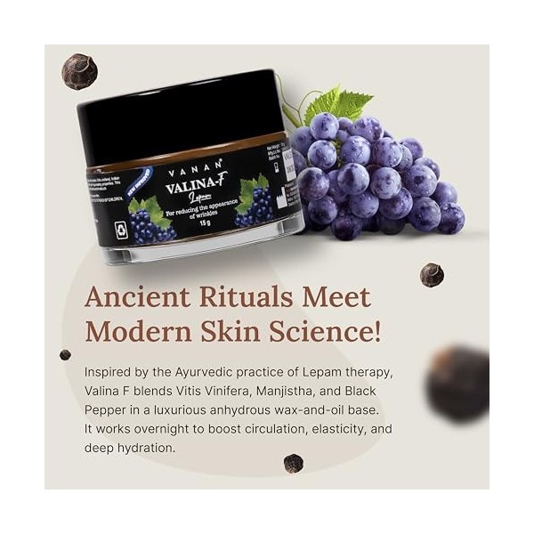 Vanan Valina-F Lepam - Crème de nuit revitalisante aux raisins - Traitement des taches ayurvédique avancé à lextrait de pépi