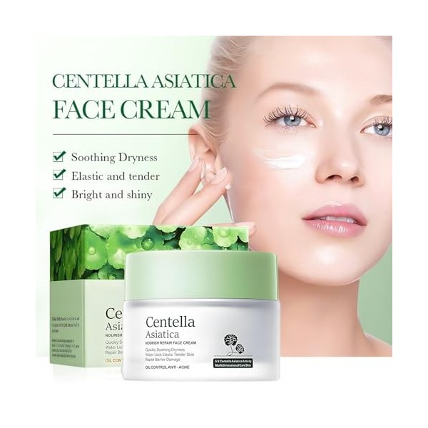 Crème Visage Régénérante Et Apaisante À La Centella Asiatica, Crème Hydratante Pour Une Peau Reposée, Soin Nourrissant Intens