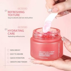 Crème Gélifiée au Collagène, Pour Améliorer La Fermeté Cutanée, Atténuation Des Rides et Des Ridules, Absorption Rapide Pour 