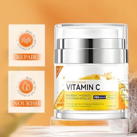 Crème Visclaircissante À La Vitamine C Crème De Jour Anti-Taches Pour Un Teint Éclatant, Uniformise Le Teint, Atténue Les Tac
