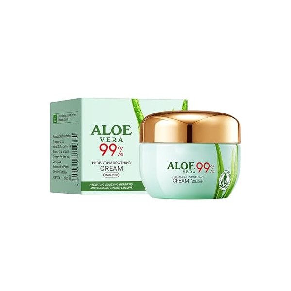 Crème Visage Hydratante À LAloès Vera Apaisante Pour Le Jour Et La Nuit, Pour Une Hydratation Profonde Et Intense, Apaise Et
