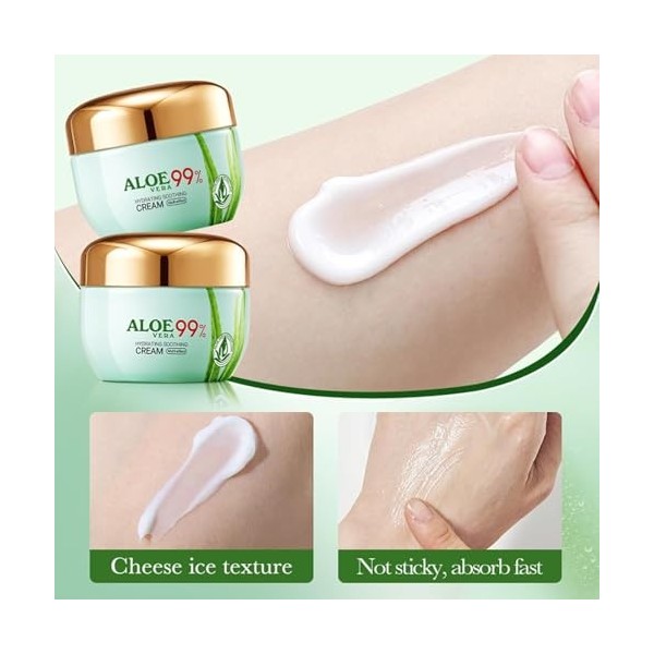 Crème Visage Hydratante À LAloès Vera Apaisante Pour Le Jour Et La Nuit, Pour Une Hydratation Profonde Et Intense, Apaise Et