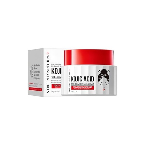 Crème Éclaircissante Visage À LAcide Kojique, Crème Anti-Taches Pour Une Peau Lumineuse Et Uniforme, Estompe Les Taches De V