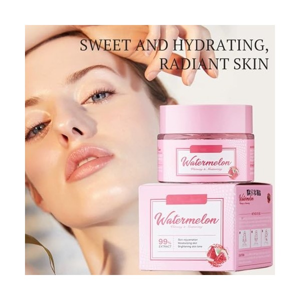 Crème Éclaircissante À La Pastèque, Extraits Naturels De Pastèque, Hydratation Profonde Pour Une Peau Lumineuse, Soin Quotidi