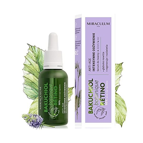 MIRACULUM 1924 Bakuchiol Sérum visage anti-âge régénérant jour et nuit - Sérum pour le visage avec acide hyaluronique 4D, vit