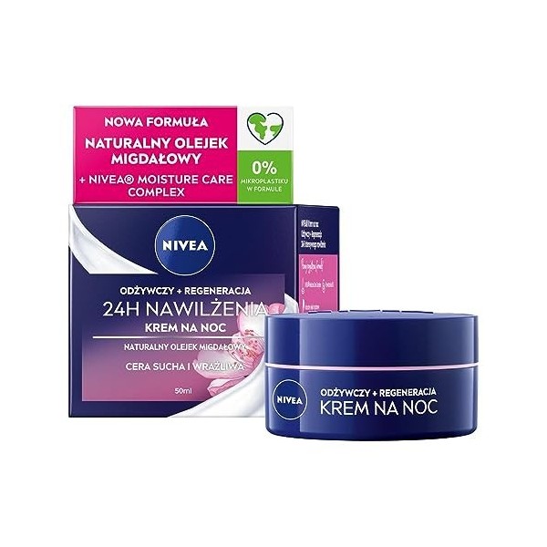 Nivea Rich Face Regenerating Night Cream for Dry to Sensitive Skin 50 ml / 1.6 fl oz by Nivea