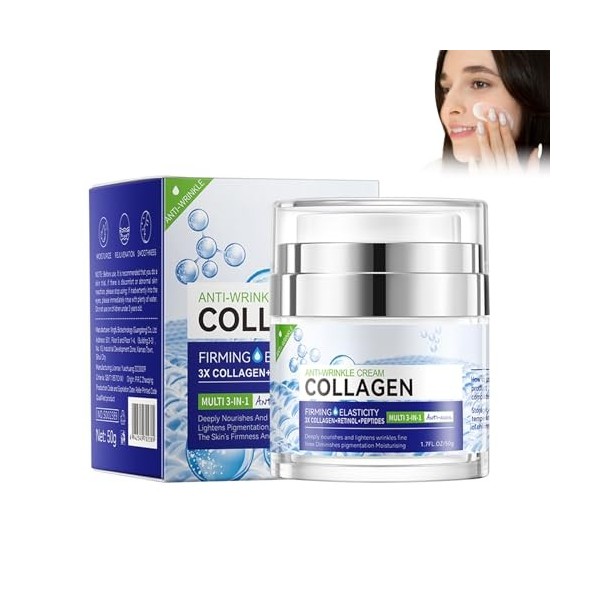 Crème Anti-Âge Avec Collagène et Rétinol, Crème Visage Anti-Rides Nuit Naturelle et Bio, Day&Night Cream, Crème de Jour Anti-